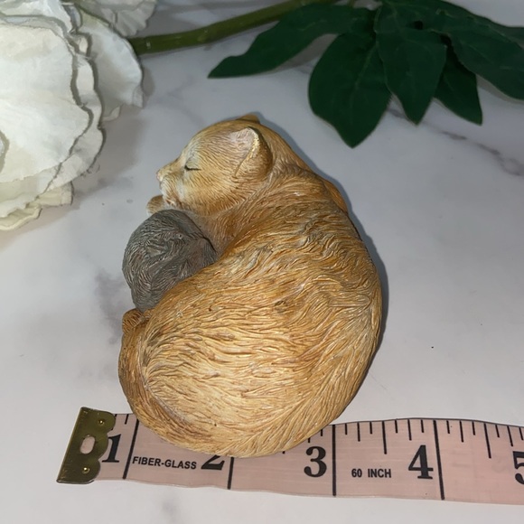 Vintage Cat Figurine Ginger Kitty Gray Mouse Hand Painted Resin Statue Cat Mouse - Picture 7 of 14